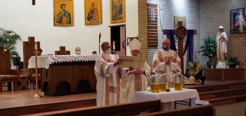 Bill, Bishop, Bob Glendive 2021 Chrism 2